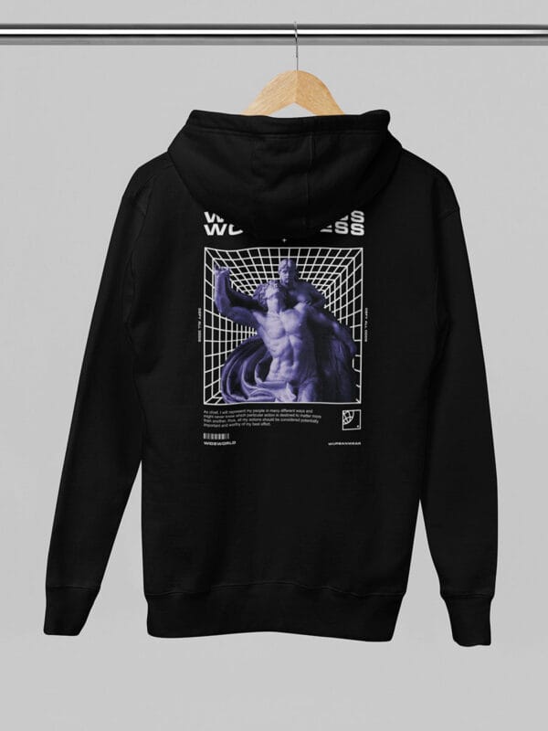 een zwarte hoodie worthiness van Wurban Wear over waardigheid, worth en staat vol met self worthiness quotes